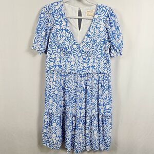 Sail to Sable Short Sleeve Nautical Mini Dress in Blue and White - Size S